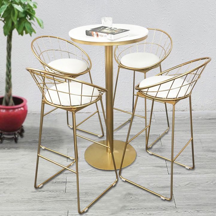 White Glam Style Ropund Table in Iron and Wood Table Milk Tea Shop Bar Table