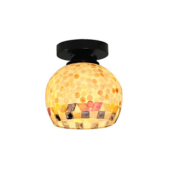 Plafonnier beige à motif géométrique/cercle/carré en verre mosaïque Tiffany, 1 ampoule, plafonnier encastré