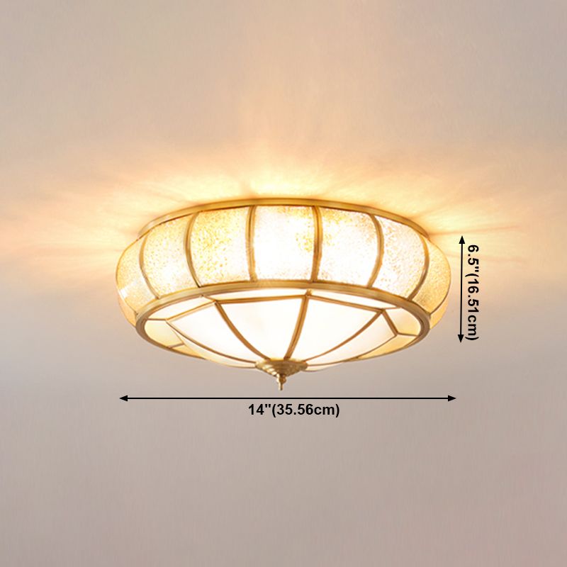 Glass Flush Mount Ceiling Light Classical Dining Room Ceiling Lighting in Gold