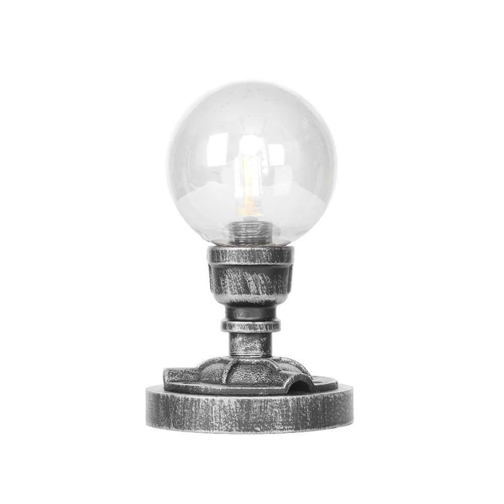 Globe Clear/Amber Glass Task Lighting Industrial Single Bulb Living Room Desk Lamp in Antique Silver