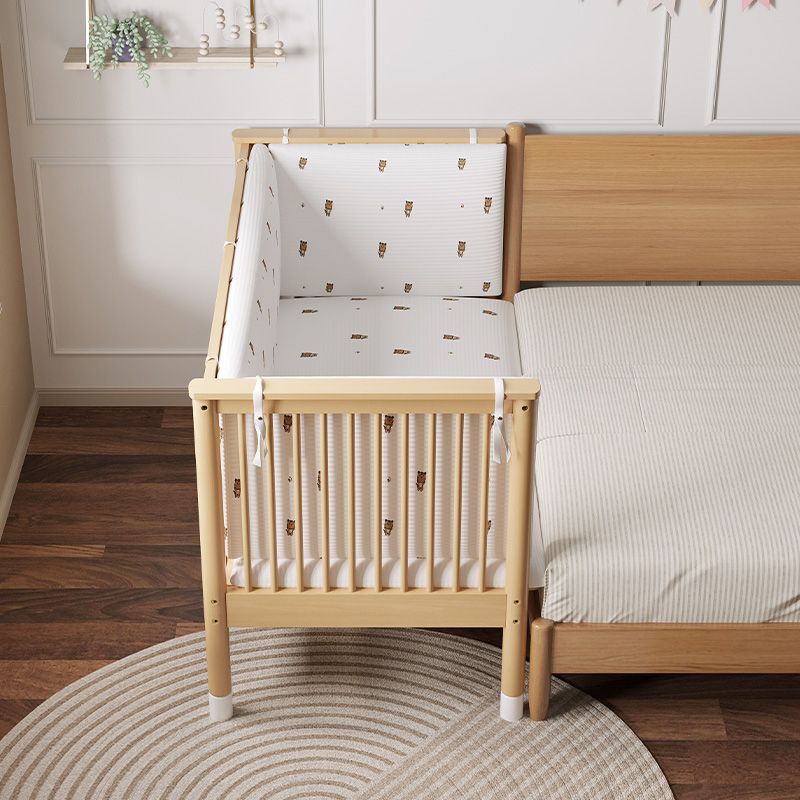 Glam Nursery Bed Beech Washed Natural with Guardrail Nursery Crib