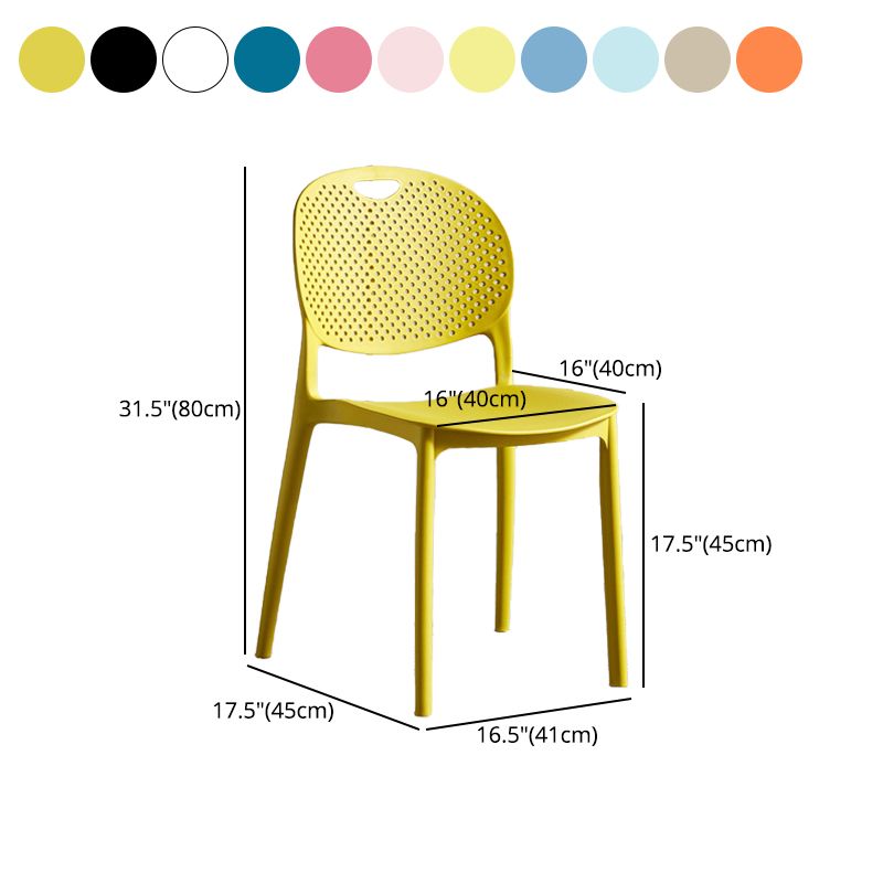 Contemporary Open Back Chair Plastic Stackable Dining Side Chair for Indoor