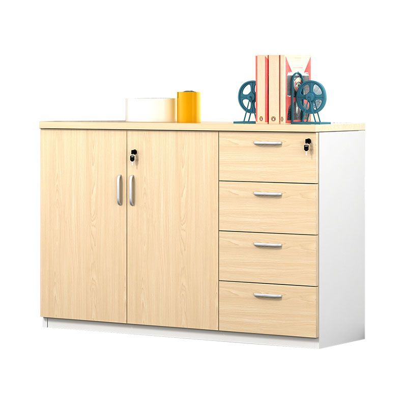 Modern File Cabinet Solid Wood Lateral File Cabinet with Storage Shelves