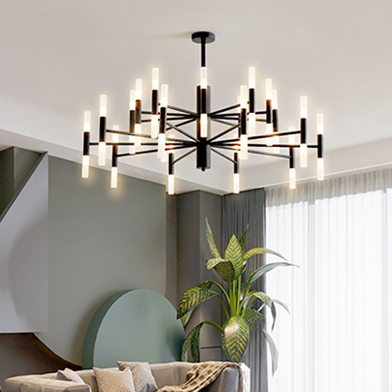 Radial Shaped Living Room Ceiling Lighting Metallic Postmodern LED Chandelier Light Fixture