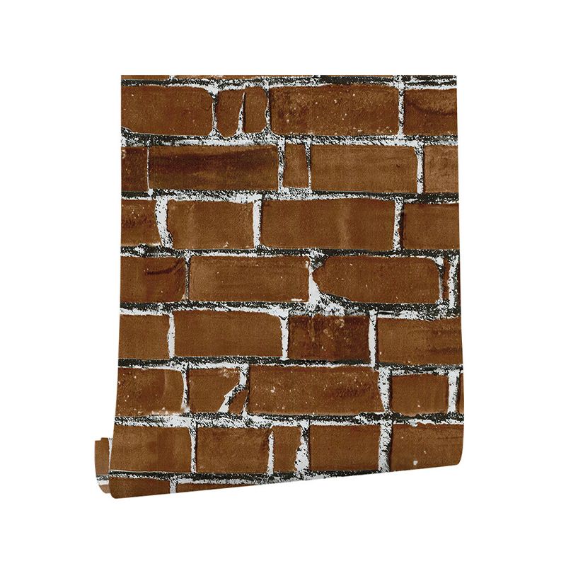 Industrial Brick Look Wallpaper Roll Red Brown Peel and Stick Wall Covering for Home