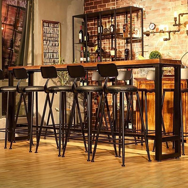 Industrial Brown and Black Bistro Bar Desk Solid Wood Trestle Bistro Bar Table