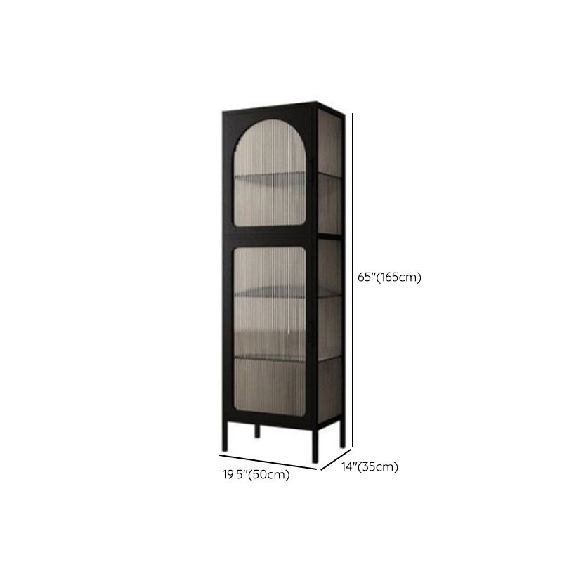 Contemporary Metal China Cabinet Glass Doors Display Cabinet for Living Room