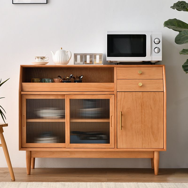 Modern Buffet Sideboard Solid Wood Side Board with Cabinets and Drawers