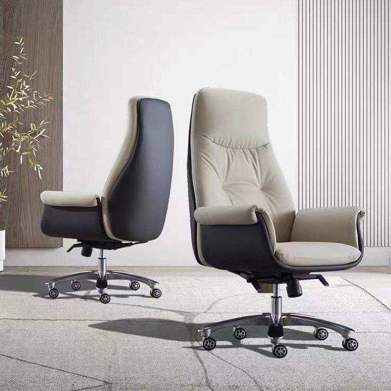 Modern Leather Executive Chair Adjustable Swivel Tilt Mechanism Office Chair