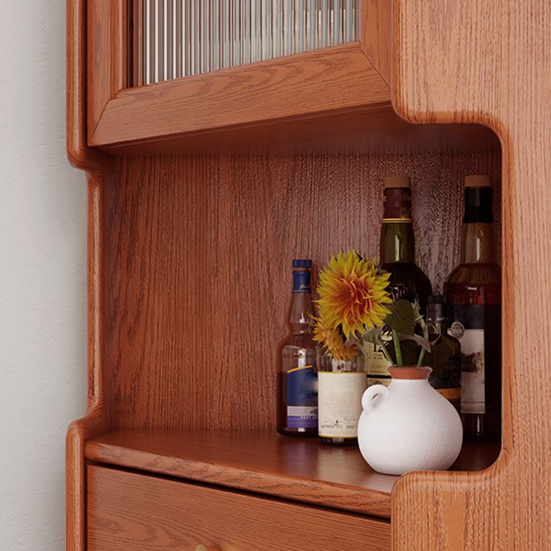 Design Wooden Storage Cabinet with 2 Glass Doors and Storage Shelf Modern