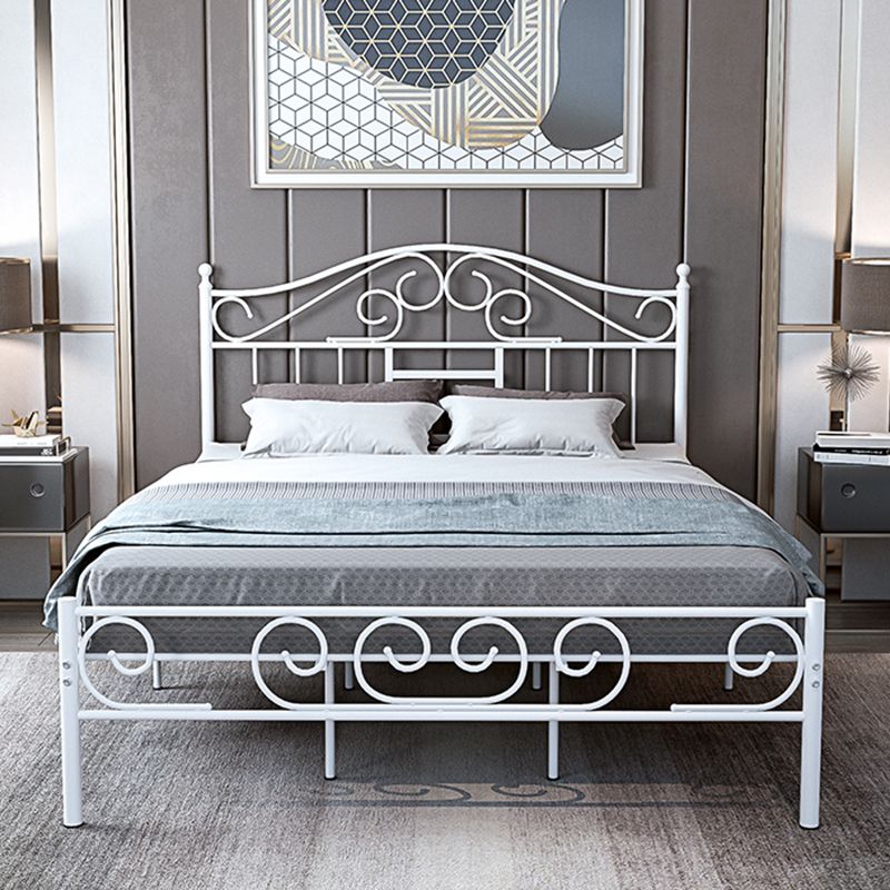 Open Frame Metal Panel Bed Black/White Standard Bed with Headboard