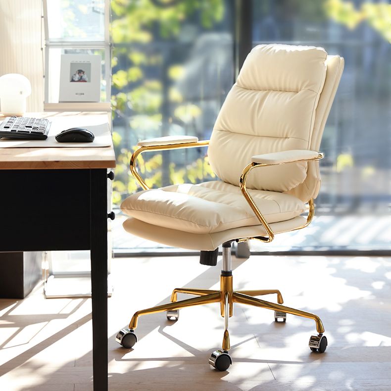 Modern Desk Chair Fixed Arms Adjustable Seat Height Office Chair with Wheels