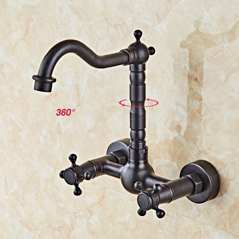 Glam 2-Handle Bathroom Sink Faucet 2-Hole Wall Mounted Bathroom Faucet