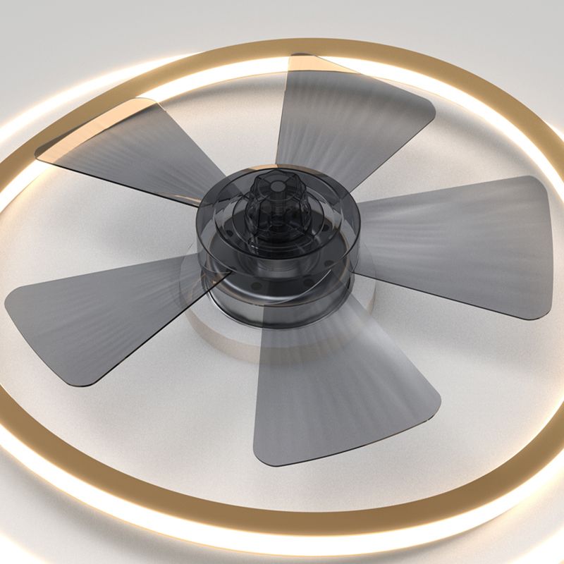 Luz de ventilador geométrico blanco y dorado estilo nórdico LED metal semi flanphushing luz de techo