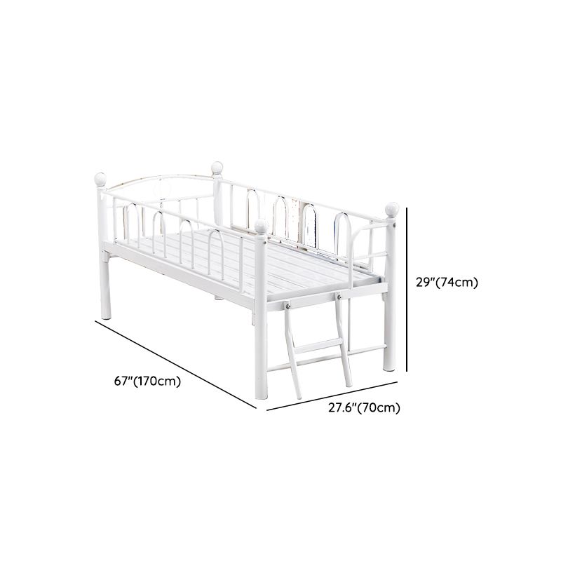 Open Frame Metal Bed Contemporary White Standard Bed with Guardrails