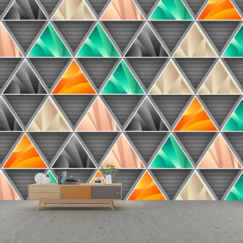 Illustration Mural Stain Resistant Geometric Contemporary Bedroom Colorful Wallpaper