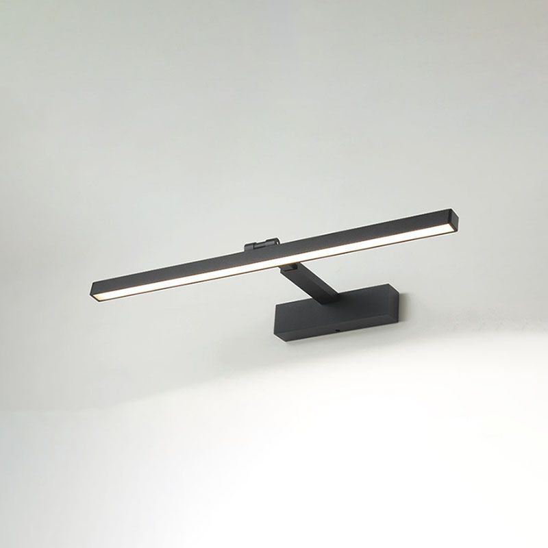 Metalen lineaire wandwandcontract Moderne stijl 1-licht zwaaitarm spiegel Wandlamp in het zwart