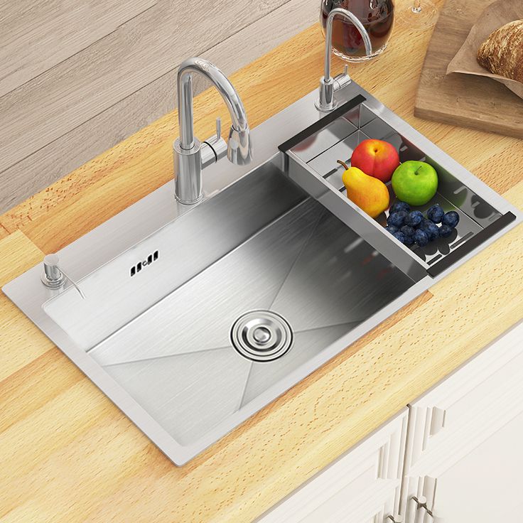 Modern Workstation Sink Stainless Steel with Basket Strainer and Faucet Kitchen Sink