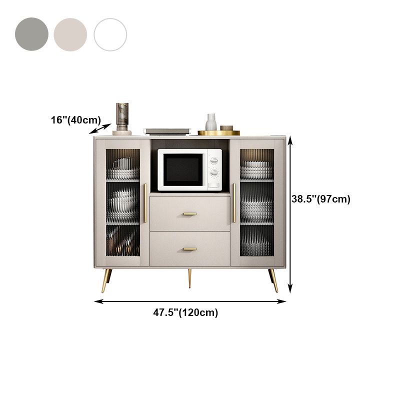 Drawer Engineered Wood Sideboard Glam Adjustable Shelving Credenza with Stone Countertop