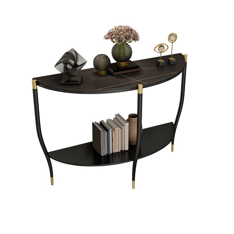 Glam Hall 3 Legs 1-shelf Slate Half Moon Storage Console Table