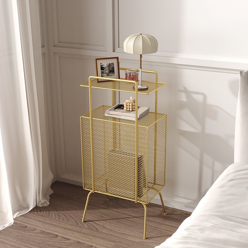 Metal Glam Bed Nightstand Open Storage Legs Included Night Table Shelving