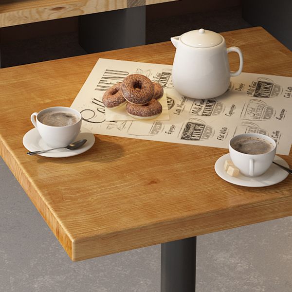 Table à manger de bar à pruche carré industrielle en fer table bistrot intérieure avec piédestal unique