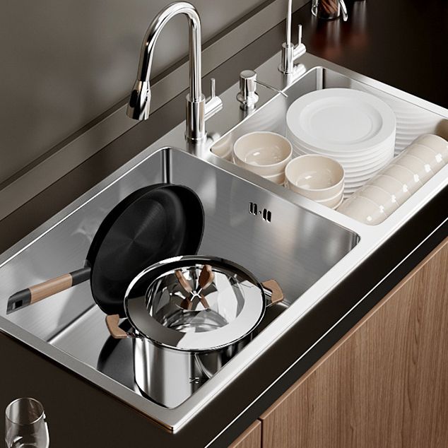 Contemporary Style Kitchen Sink Stainless Steel Double Kitchen Sink