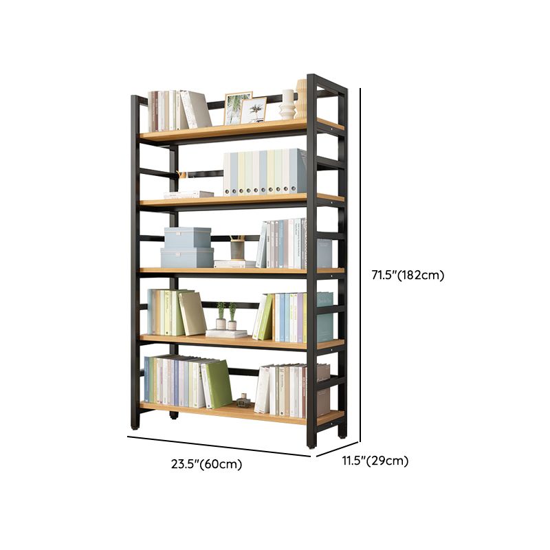 Adjustable Shelves Children's Bookshelf Steel and Wood Bookshelf in Black