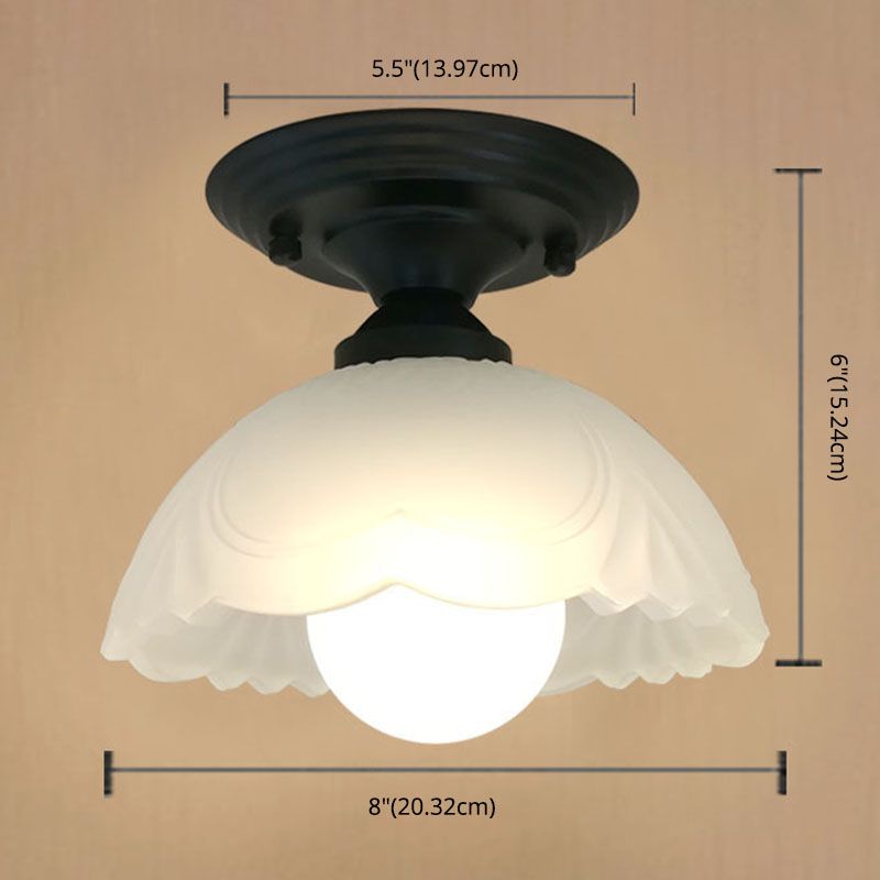 White Simplicity Ceiling Lamp Frosted Glass Shade Bedroom Lighting Fixture