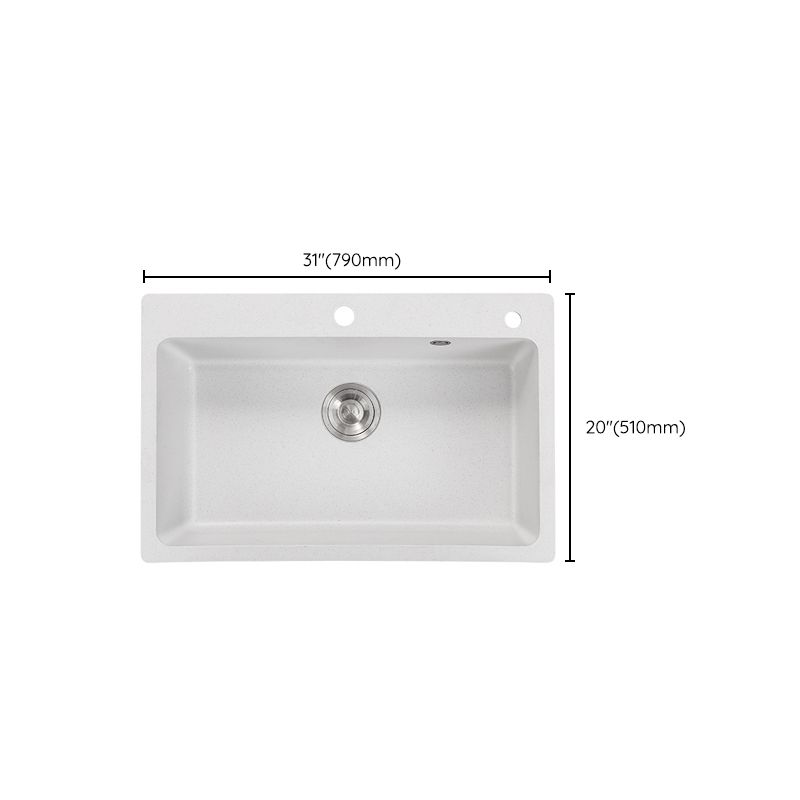 Quartz Single Bowl Kitchen Sink Rectangle Shape Kitchen Sink with Basket Strainer