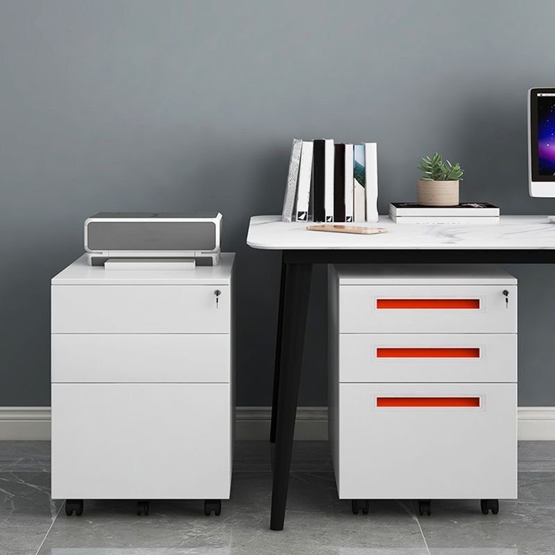 Modern Cabinet Metal 3 Locking Drawers and Castors Filing Cabinet for Home Office