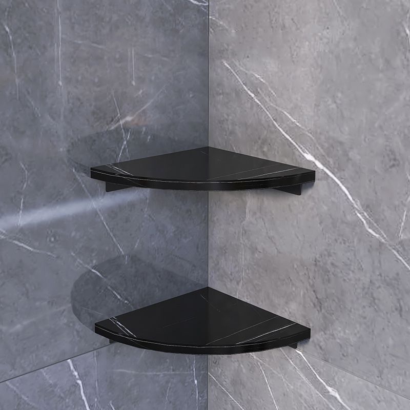 3 Piece Modern Bathroom Accessory Set Marble and Metal Bath Shelf