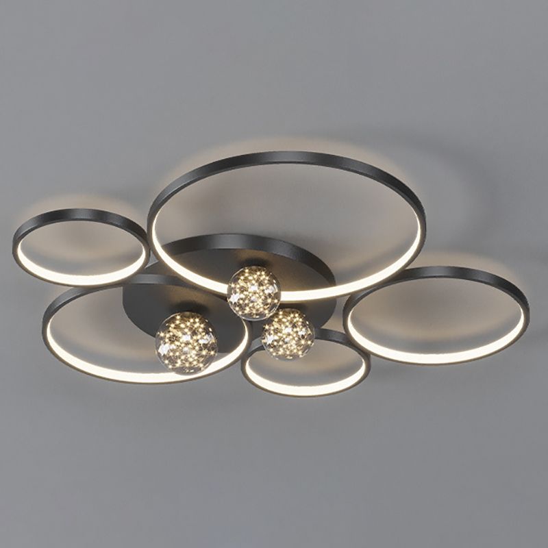 Nordic Circle Ceiling Light Metal 8 Lights Flush Mount Light for Bedroom