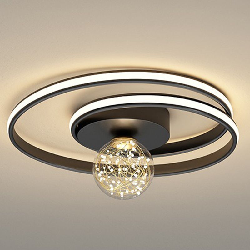 Ronde Schaduw Multi-Lights Flush Mount Modern Style Flush Mount Plafond Lamp in zwart