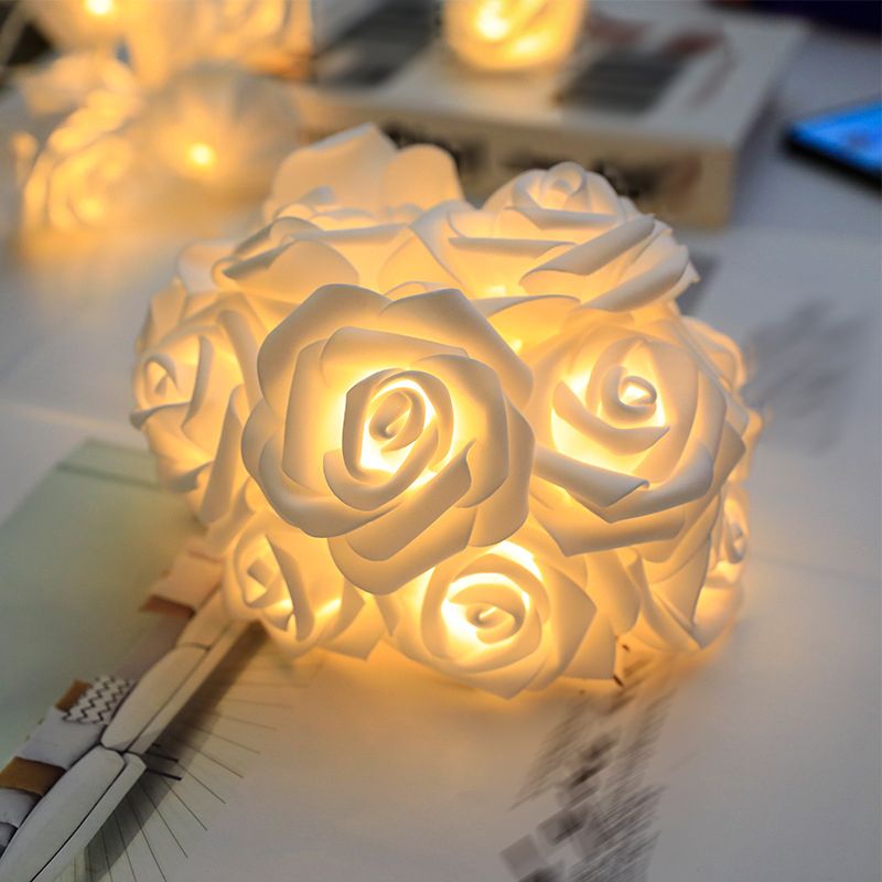 Plastic Rose String Light Kit Nordic Romantic LED Decorative Light for Bedroom