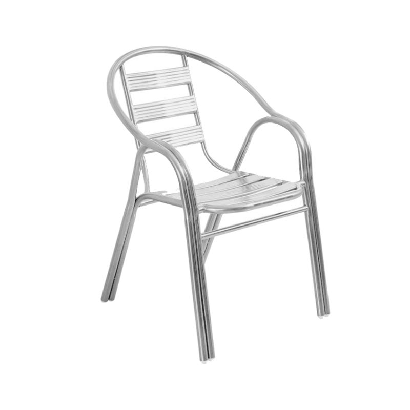 Modern Outdoor Bistro Chairs With Arm Steel Stacking Dining Armchair