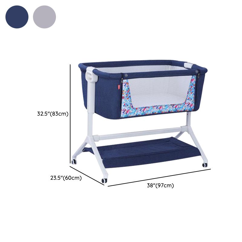 Metal Rectangle Height Adjustable Bassinet Gliding Crib Cradle for Baby