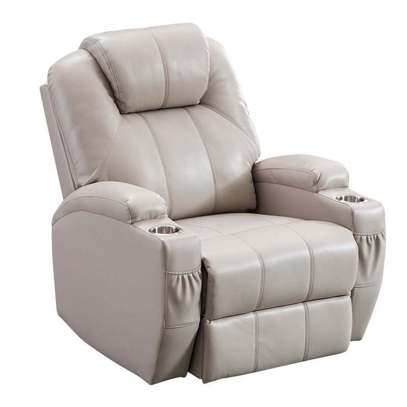 Contemporary Recliner Chair Metal Solid Color Swivel Rocker Indoor Cup Holders