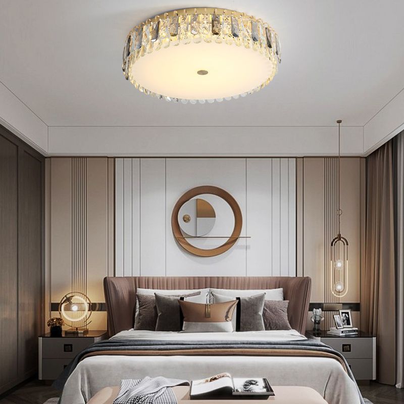 Modern Ceiling Light 1-Light LED Ceiling Mount Light with Crystal Shade for Living Room