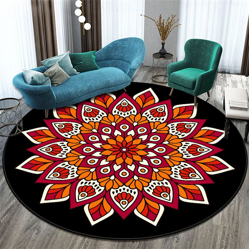 Morocco Floral Pattern Area Carpet Polyester Area Rug Stain Resistant Rug for Home Decor