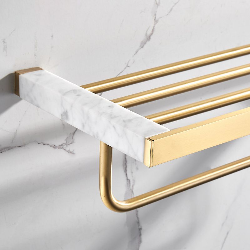 Marble & Brass Bath Hardware Set Golden Bathroom Accessory Kit