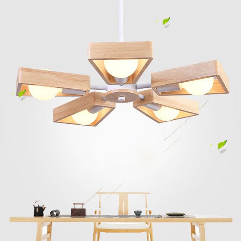 Cadre trapézoïde salon suspension en bois d'éclairage de lustre minimaliste minimaliste