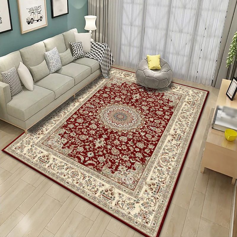 Nostalgia	Indoor Rug Floral Pattern Rug Polyester Anti-Slip Backing Carpet for Living Room