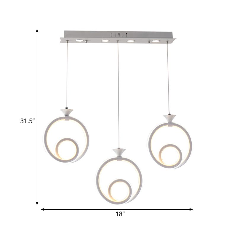 Multi-Ring Cluster Pendant Contemporary Acrylic 3/5-Head Kitchen Suspension Lamp in Warm/White/Natural Light