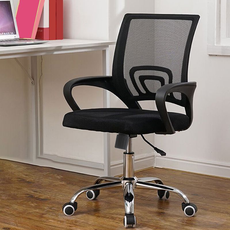 Fixed Arm Task Chair Modern Mid Back Working Chair with Wheels for Office