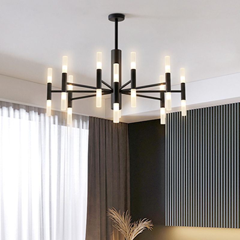 Radial Shaped Living Room Ceiling Lighting Metallic Postmodern LED Chandelier Light Fixture