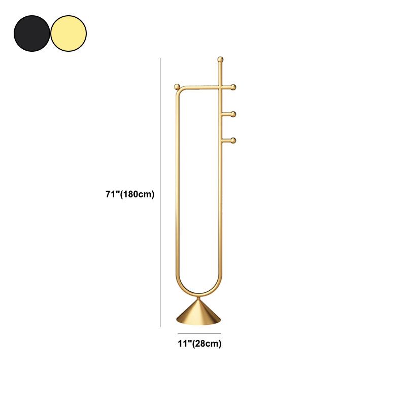 Glam Coat Rack Free Standing Coat Hook Metal Hall Stand with Round Base