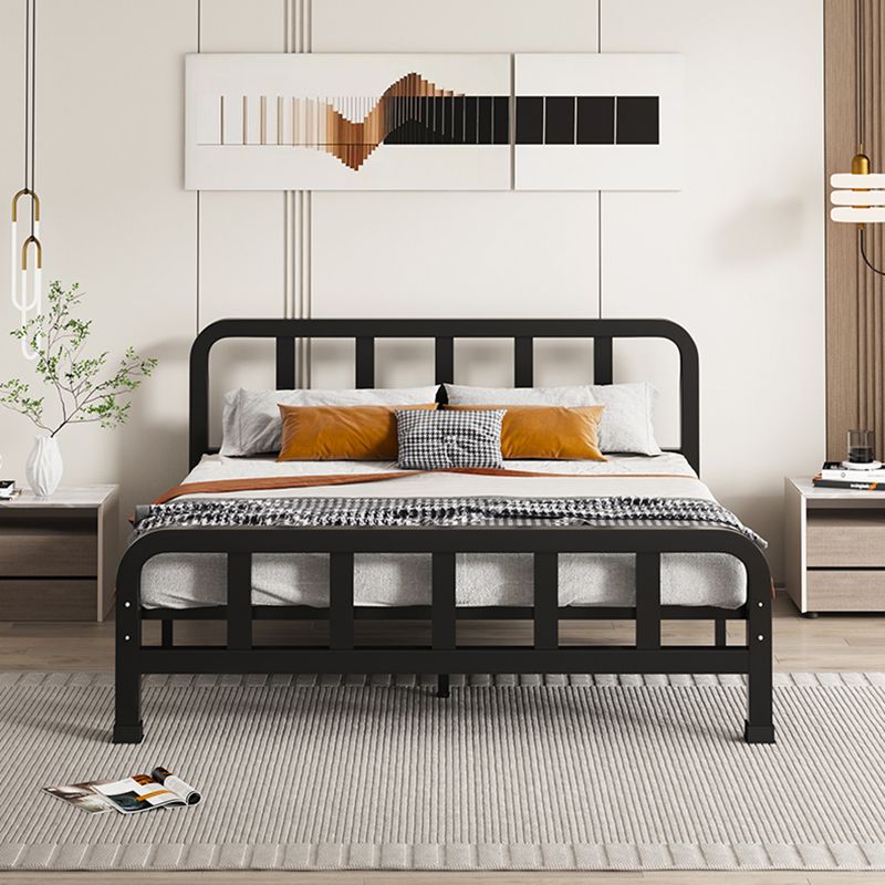 Modern Iron Frame Standard Bed with Rectangle Headboard Kids Bed