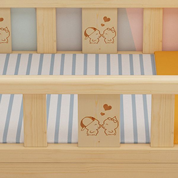 Traditional Style Solid Wood Baby Crib with Guardrail and Mattress