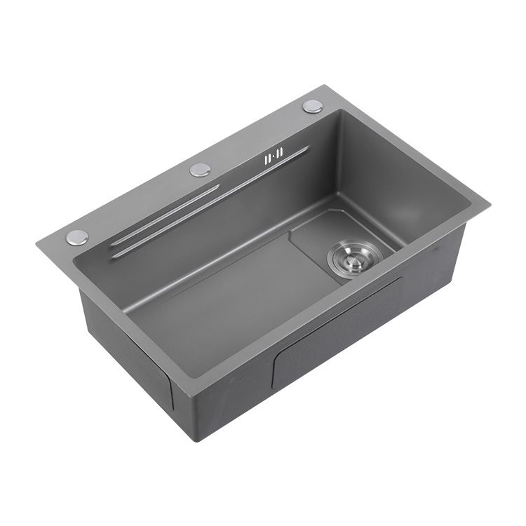 Grey Kitchen Sink Cutting Board Single Bowl Stainless Steel Top-Mount Kitchen Sink